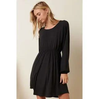Millan Knit Dolman Sleeve Swing Dress - Charcoal