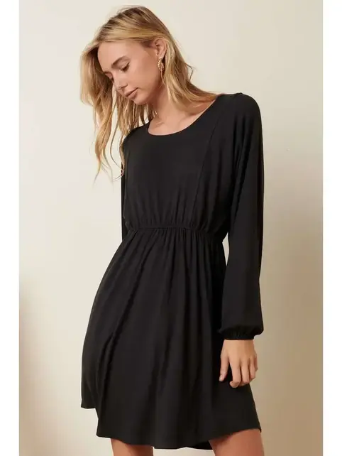 Millan Knit Dolman Sleeve Swing Dress - Charcoal
