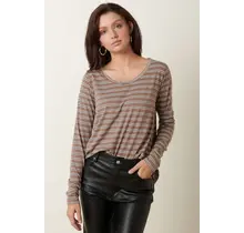 Jersey Crew Neck Long Sleeve Knit Top - Mocha