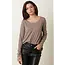 Jersey Crew Neck Long Sleeve Knit Top - Mocha