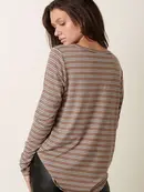 Jersey Crew Neck Long Sleeve Knit Top - Mocha