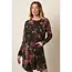 Flower Print Round Neck Mini Dress - Charcoal