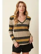 Mylla Bold Stripe Long Sleeve Knit Top - Mustard