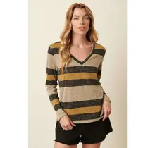 Mylla Bold Stripe Long Sleeve Knit Top - Mustard