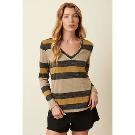 Mylla Bold Stripe Long Sleeve Knit Top - Mustard