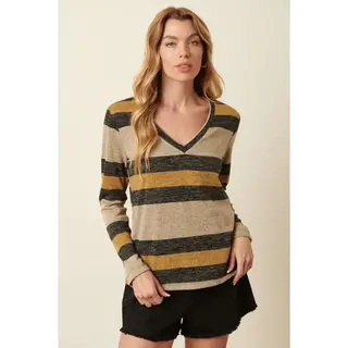 Mylla Bold Stripe Long Sleeve Knit Top - Mustard