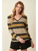 Mylla Bold Stripe Long Sleeve Knit Top - Mustard