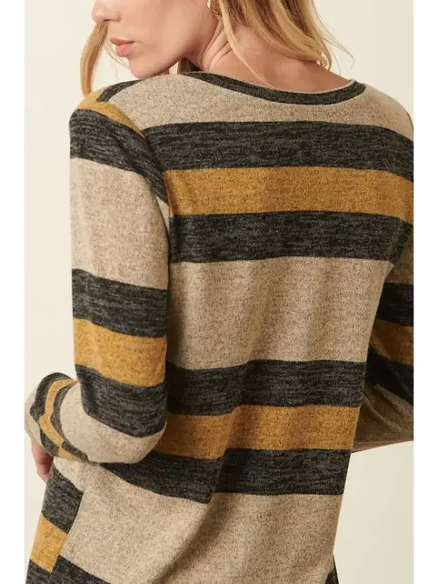 Mylla Bold Stripe Long Sleeve Knit Top - Mustard