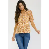 Lolla Ruffle Trim Button Down Blouse - Ivory Rust