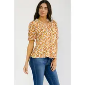 Lolla Ruffle Trim Button Down Blouse - Ivory Rust