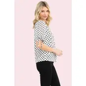 Bow Print Mix Media Ruffle Shirt - Ivory Black