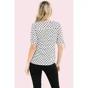 Bow Print Mix Media Ruffle Shirt - Ivory Black