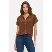 Button Down Collared Shirt - Brown