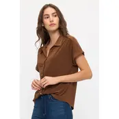Button Down Collared Shirt - Brown