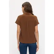 Button Down Collared Shirt - Brown