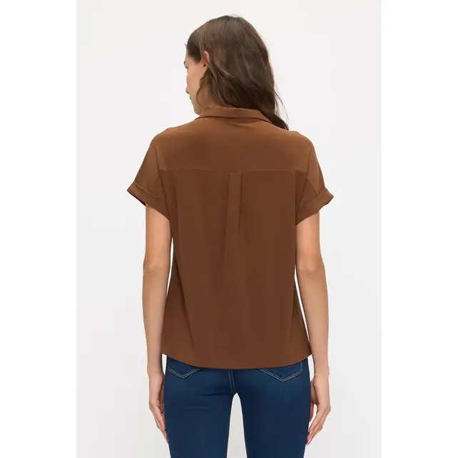 Button Down Collared Shirt - Brown