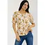 Floral Pleated Mix Media Tee - Ivory Taupe