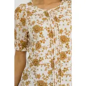 Floral Pleated Mix Media Tee - Ivory Taupe