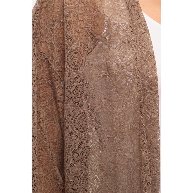 Floral Lace Kimono - Brown