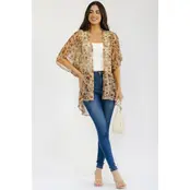 Cover Up Mesh Dolman Kimono - Rust Cream
