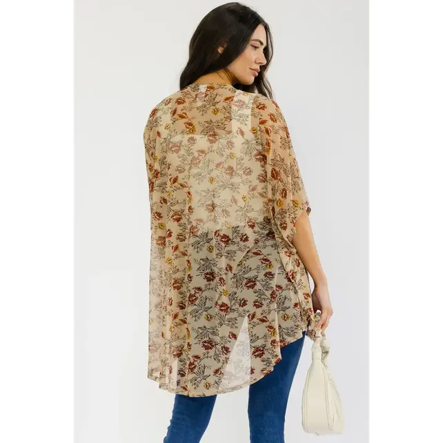 Cover Up Mesh Dolman Kimono - Rust Cream