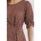Polka Dot Puff Sleeve Top - Brown Ivory