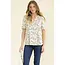 Paisley Print Split Neck Shirt - Ivory Olive