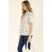 Paisley Print Split Neck Shirt - Ivory Olive