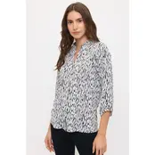 Knit Crepe Mandarin Shirt - Ivory Black