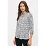 Knit Crepe Mandarin Shirt - Ivory Black