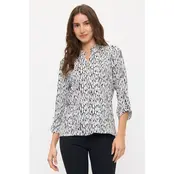 Knit Crepe Mandarin Shirt - Ivory Black