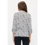 Knit Crepe Mandarin Shirt - Ivory Black