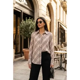 Saliana Plaid Shirt - Coffee