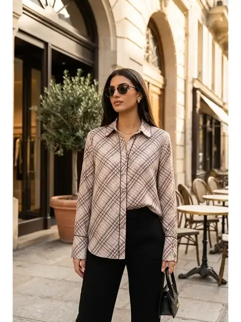 Saliana Plaid Shirt - Coffee