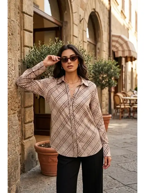 Saliana Plaid Shirt - Coffee