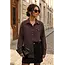 Oversized Striped Shirt with Pocket - Brown