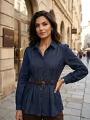 Simma Fitted Denim Shirt with Belt