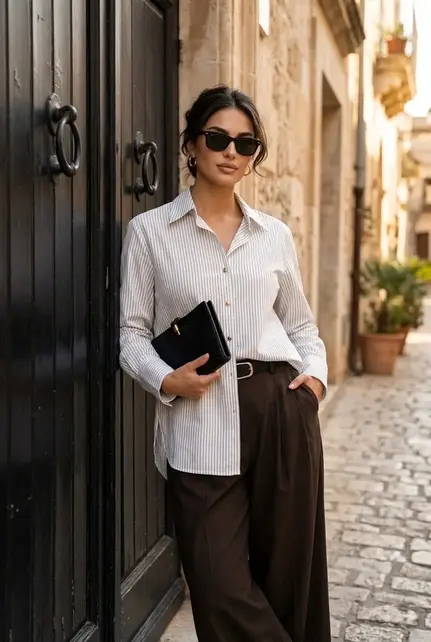 Selama Striped Shirt - White