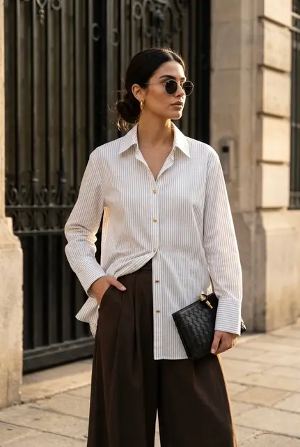 Selama Striped Shirt - White