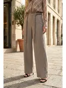 Solanda Striped Pants with Belt - Beige