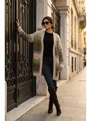 Simellan Long Jacquard Knit Cardigan - Olive