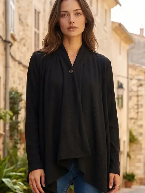Dellanie Wrap Top w/ Button Front
