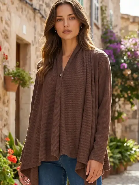 Dellanie Wrap Top w/ Button Front