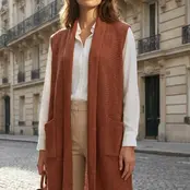 Dema Sleeveless Crochet Midi Vest Cardigan