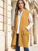 Dema Sleeveless Crochet Midi Vest Cardigan