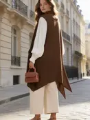 Dema Sleeveless Crochet Midi Vest Cardigan
