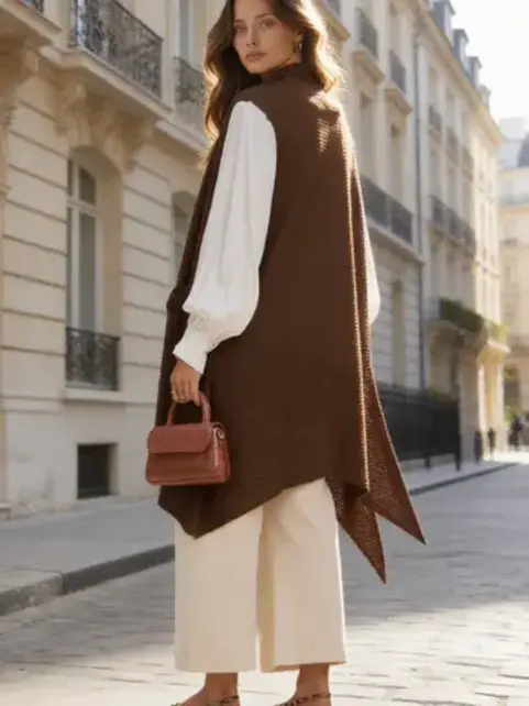 Dema Sleeveless Crochet Midi Vest Cardigan