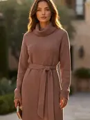 Dallia Cowl Neck Waist Tie Maxi Dress