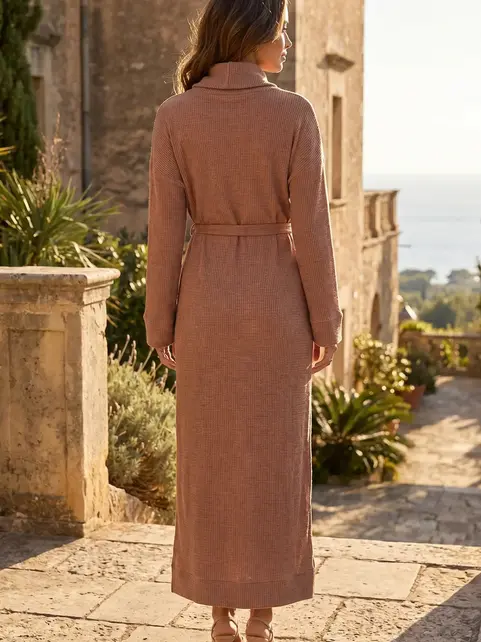 Dallia Cowl Neck Waist Tie Maxi Dress