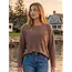 Dayne Curly Ribbed Crew Neck Top - Mocha